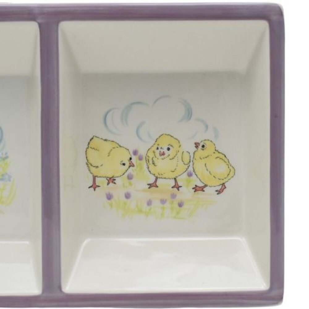 Global Design Connections Divided Rectangular Dish Easter Rabbit Lamb Duck Chick - Picture 5 of 9